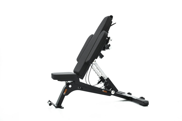 Side view of the bench showing the lever system from behind